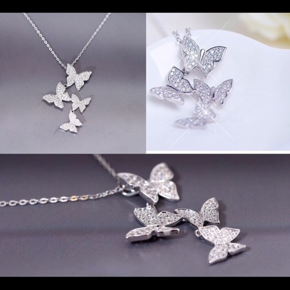 ❤️ STERLING SILVER (925) ZIRCON BUTTERFLY NECKLACE - Picture 7 of 8